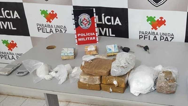 policias prendem acusado de trafico e apreende mais de 7 kg de drogas no sertao da pb