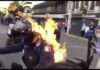 video manifestante ateia fogo em policial durante protesto assista